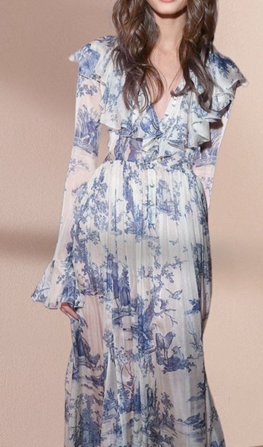 Cosma Floral Long Sleeve Maxi Dress Flowering Girl
