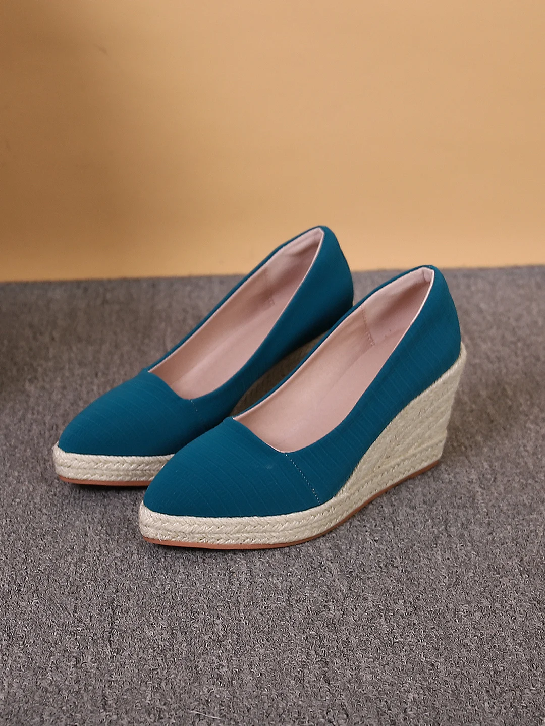 Wongn Wongn And Autumn Slope With Thick Platform High Heel Pointed Single Shoes Women Grass Hemp Rope Bottom