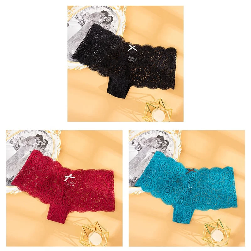 Sexy Women's Panties Boyshort Soft Comfortable Lace Underpants Female Transparent Hollow Out Knickers Underwear Lingerie