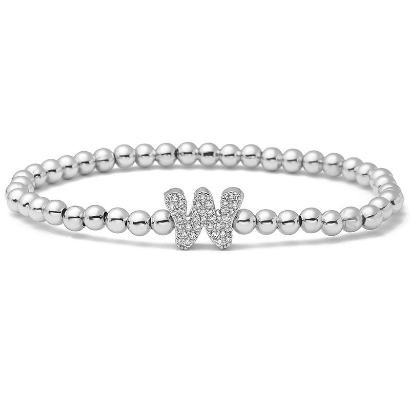 Vintage Style Minimalist Classic Style Letter Copper Zircon 18K Gold Plated Inlay Bracelets