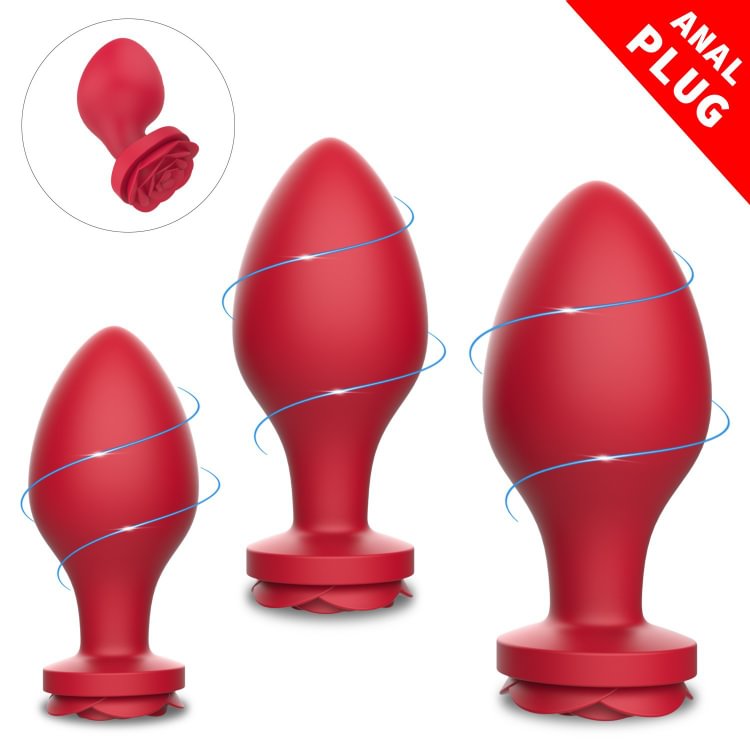Silicone Rose Butt Plug Set For Men And Women