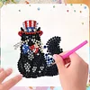 (US Only)6pcs 2D Flat Acrylic Independence Day Cat DIY Diamond Painting Fridge Magnets