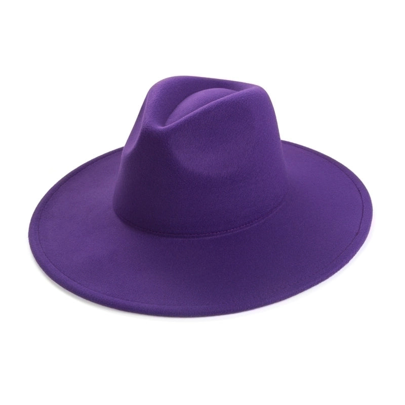 Unisex Elegant Solid Color Big Eaves Fedora Hat