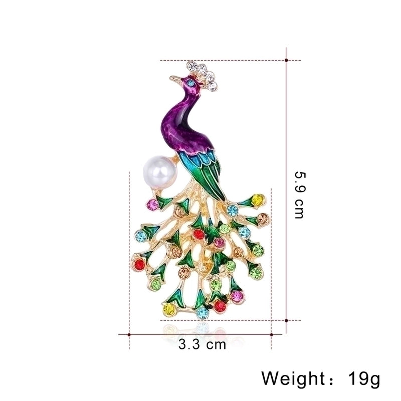 Women’s Elegant Retro Animal Peacock Alloy Brooches Plating Rhinestone Brooches