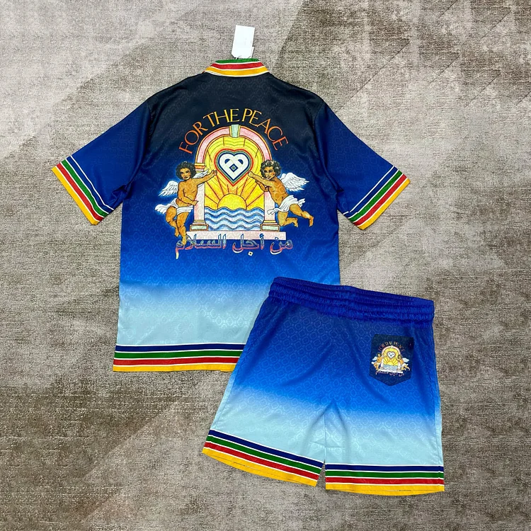 Casa For The Peace Gradient Art Street Pocket Shirt And Shorts Co-ord