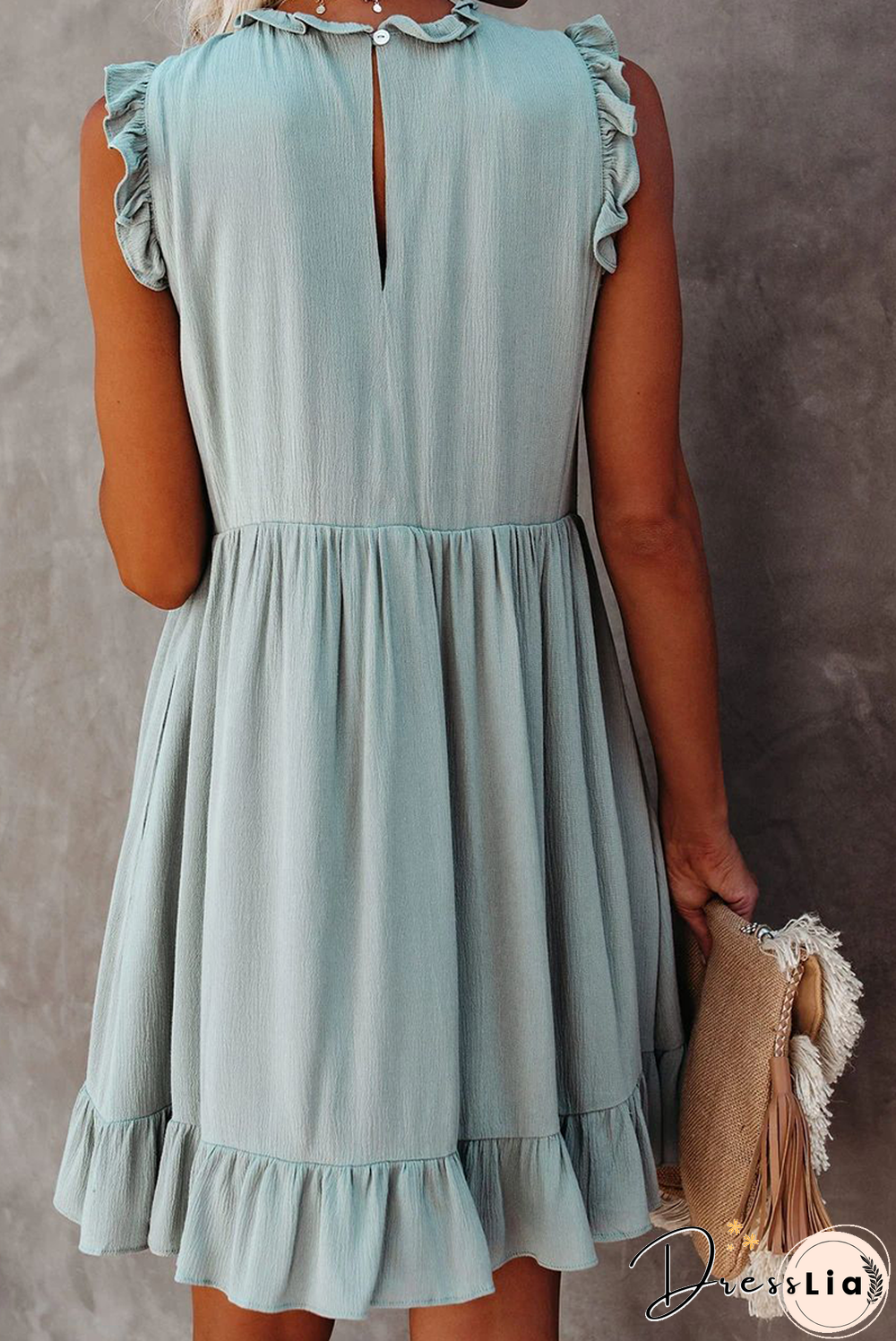 Casual Solid Flounce Half A Turtleneck Cake Skirt Dresses(3 colors)