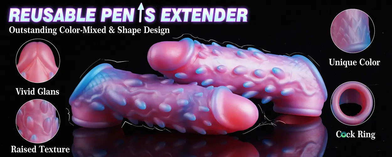 7.8" x 1.85" Monster Penis Sleeve for Couples detail 4