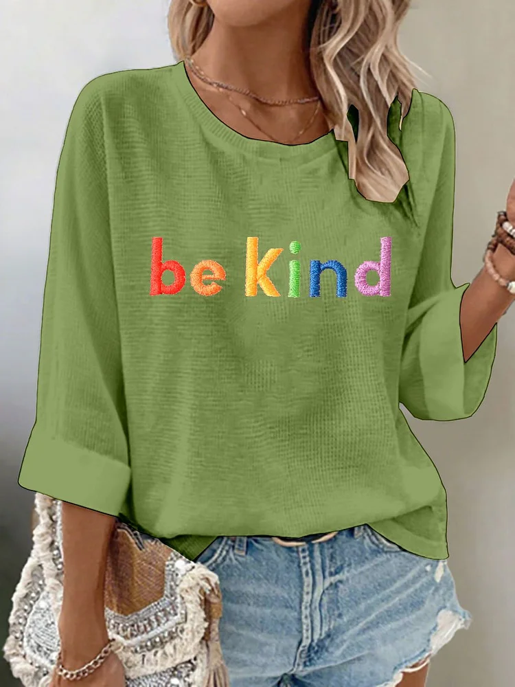 Women's Be Kind Waffle Long Sleeve T-Shirt socialshop