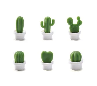 6pcs Fridge Magnets Cute Mini Succulent Plant Vase set Magnet Button Cactus Refrigerator Message Sticker Magn
