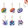 (US Local)6PCS  Colored Flowers DIY Diamond Painting Keychain Diamond Art Kits