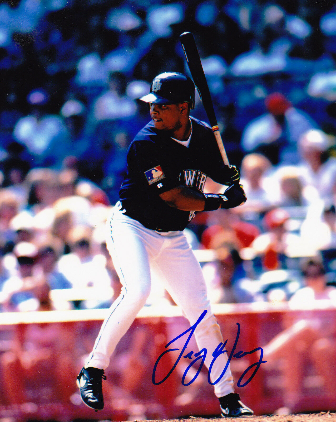 TROY O'LEARY MILWAUKEE BREWERS ACTION SIGNED 8x10