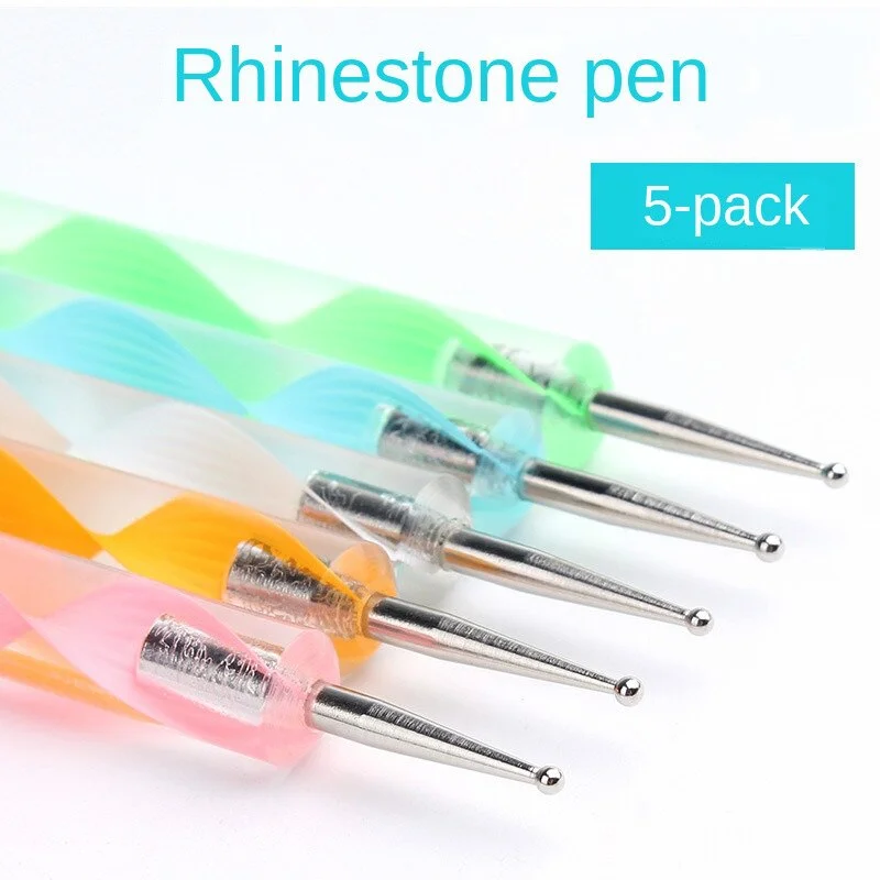 Double-ended Spiral Pointer Pen Crystal Rod Dot Pen 5pcs Nail Pen Set Nail Pointer Tools
