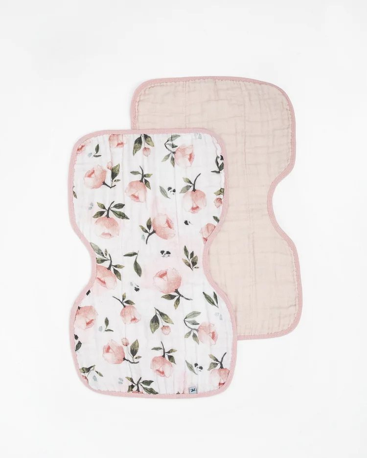 Organic Cotton Muslin Burp Cloth 2 Pack - Watercolor Floret + Rosie