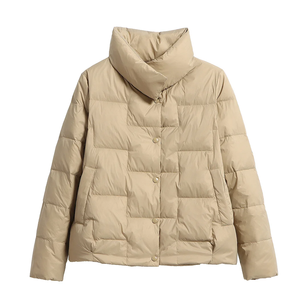 Woherb Autumn And Winter Trapezoidal White Duck Down Down Jacket Thin Loose Casual Big Lapel Collar Short Coat Tide-Outfit Ideas