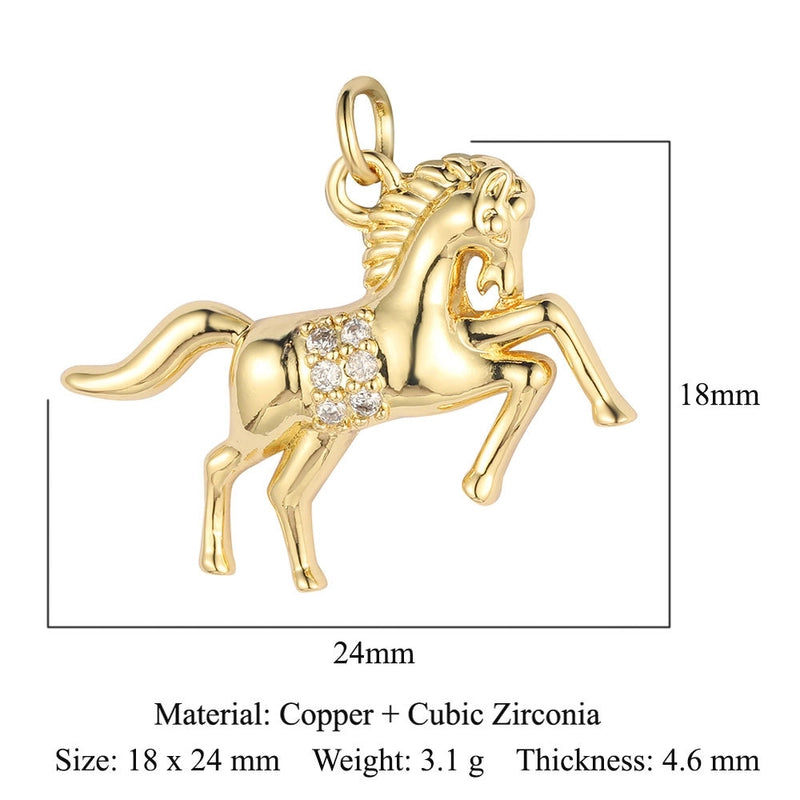 1 Piece Copper Zircon 18K Gold Plated Fox Mermaid