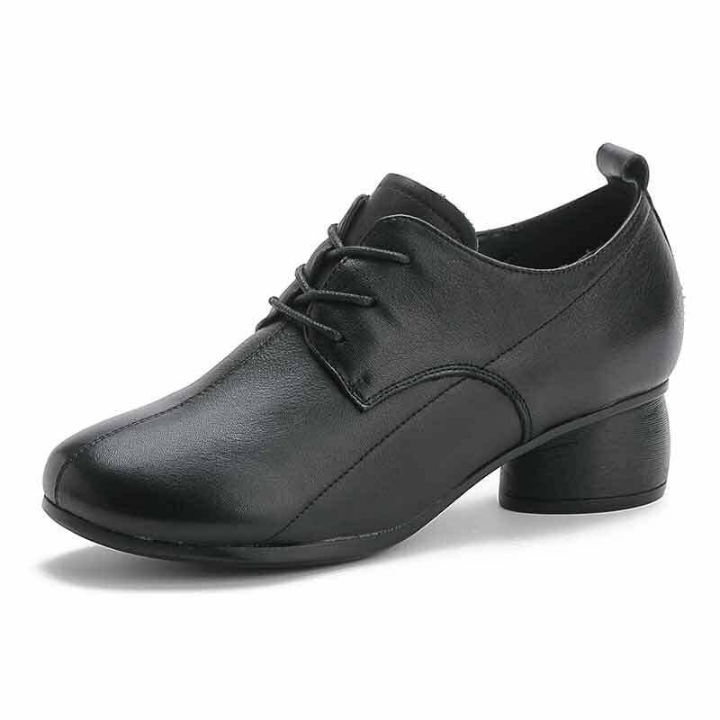 Glglgeg Genuine leather platform shoes women sneakers ladies Women‘s Ladies Fashion Casual Thick Heels Lace Up Leathe Work Shoes