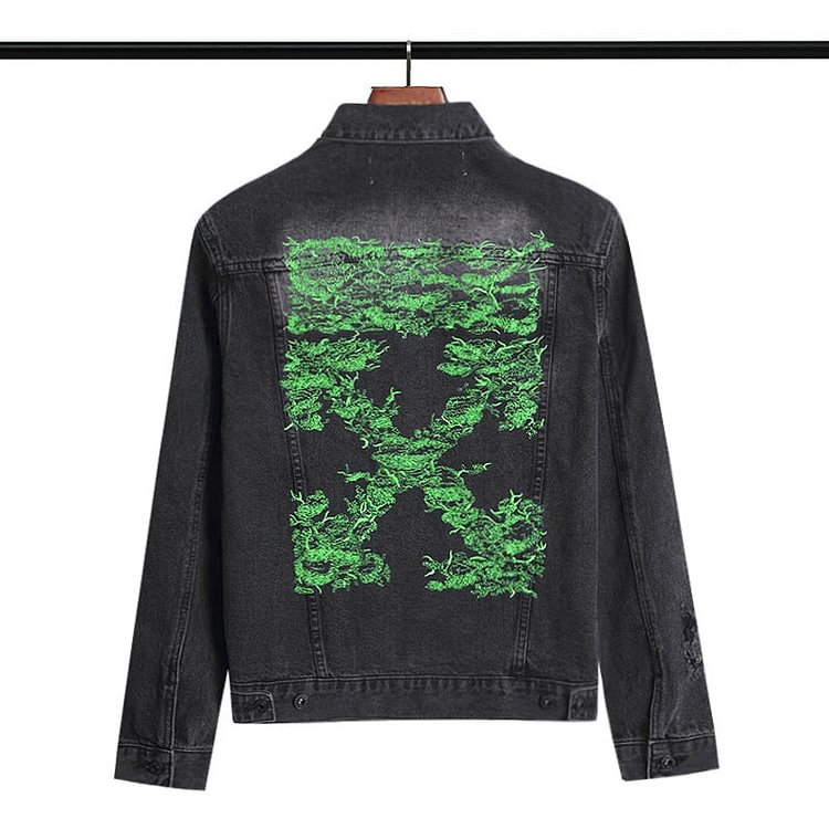 off White Coats Embroidered Arrow Denim Jacket Casual Men and Women Loose Jacket