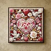 Framed Diamond Painting - Special Shaped - Love Flowers Bird (25x25cm)