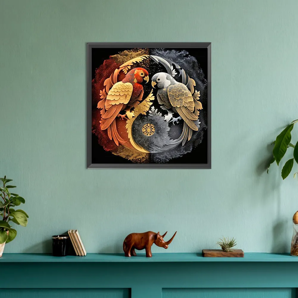 Diamond Painting - Full Round Drill - Yin Yang Parrot(Canvas|30*30cm)