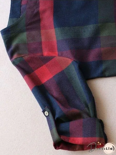 Plus Plaid Curved Hem Tee Dress for Women