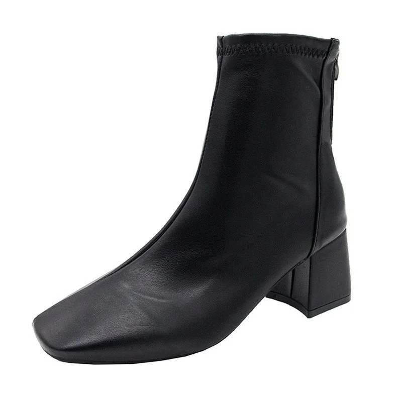 Breakj Breakj Version Of The Head Thick And Short Boots Woman New Fashion Zipper High And Martin Boots