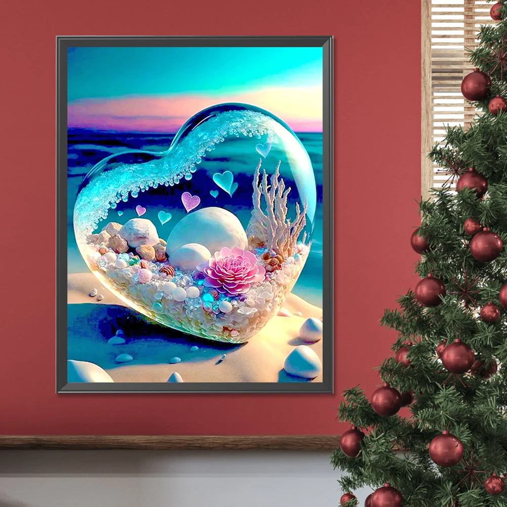 Diamond Painting - Full Round Drill - Beach Love Crystal Flower(Canvas|30*40cm)