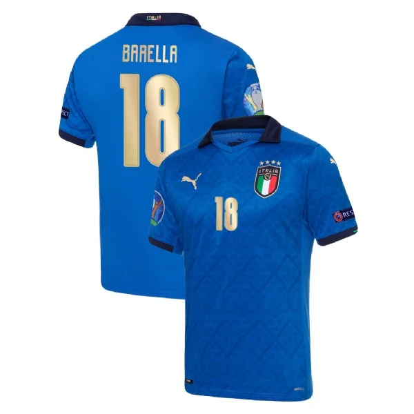 Italy Nicolo Barella 18 Home Shirt Kit UEFA Euro 2020