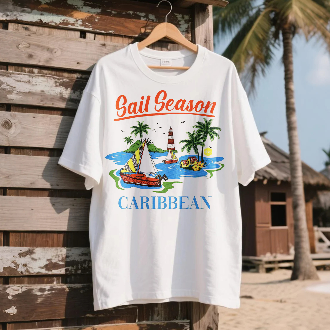 Loose And Comfortable Cotton Sail Printed Season T-shirt