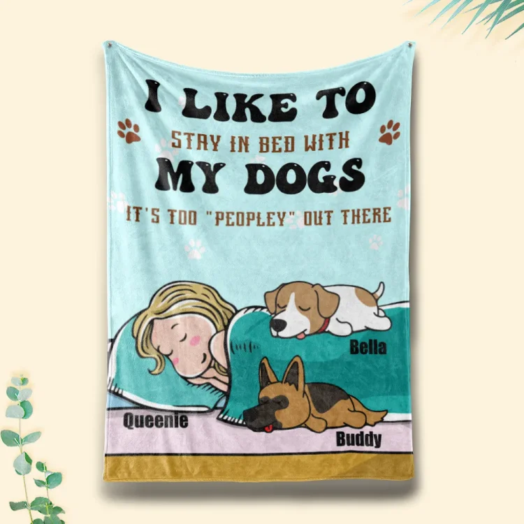 Stay In Bed With My Dog-Personalized Blanket