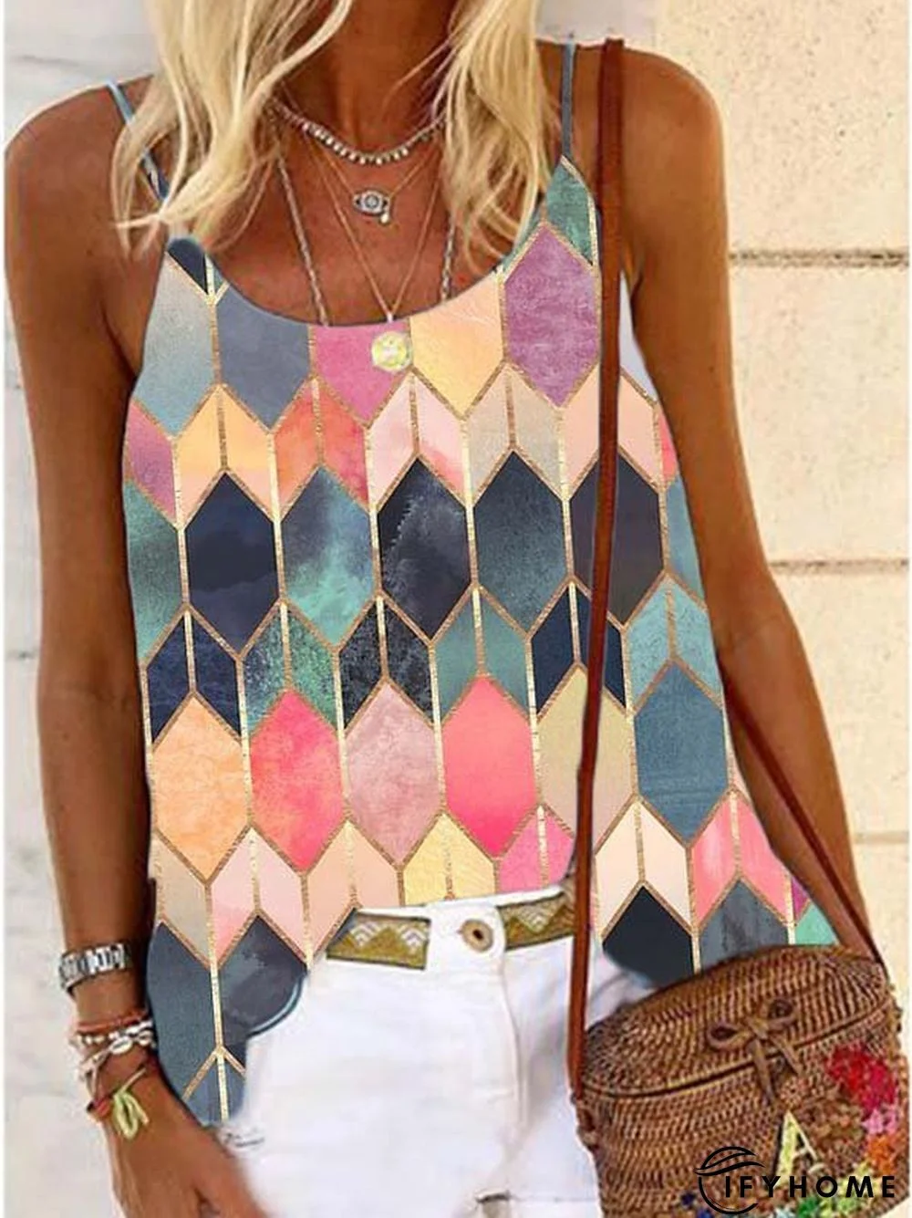 Color-Block Casual Sleeveless Top | IFYHOME