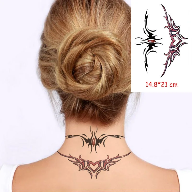 Temporary Tattoo Stickers Sexy Rose Heart-shaped Wreath Fake Tatto Waterproof Tatoo Back Leg Arm Belly Big Size for Women Girl