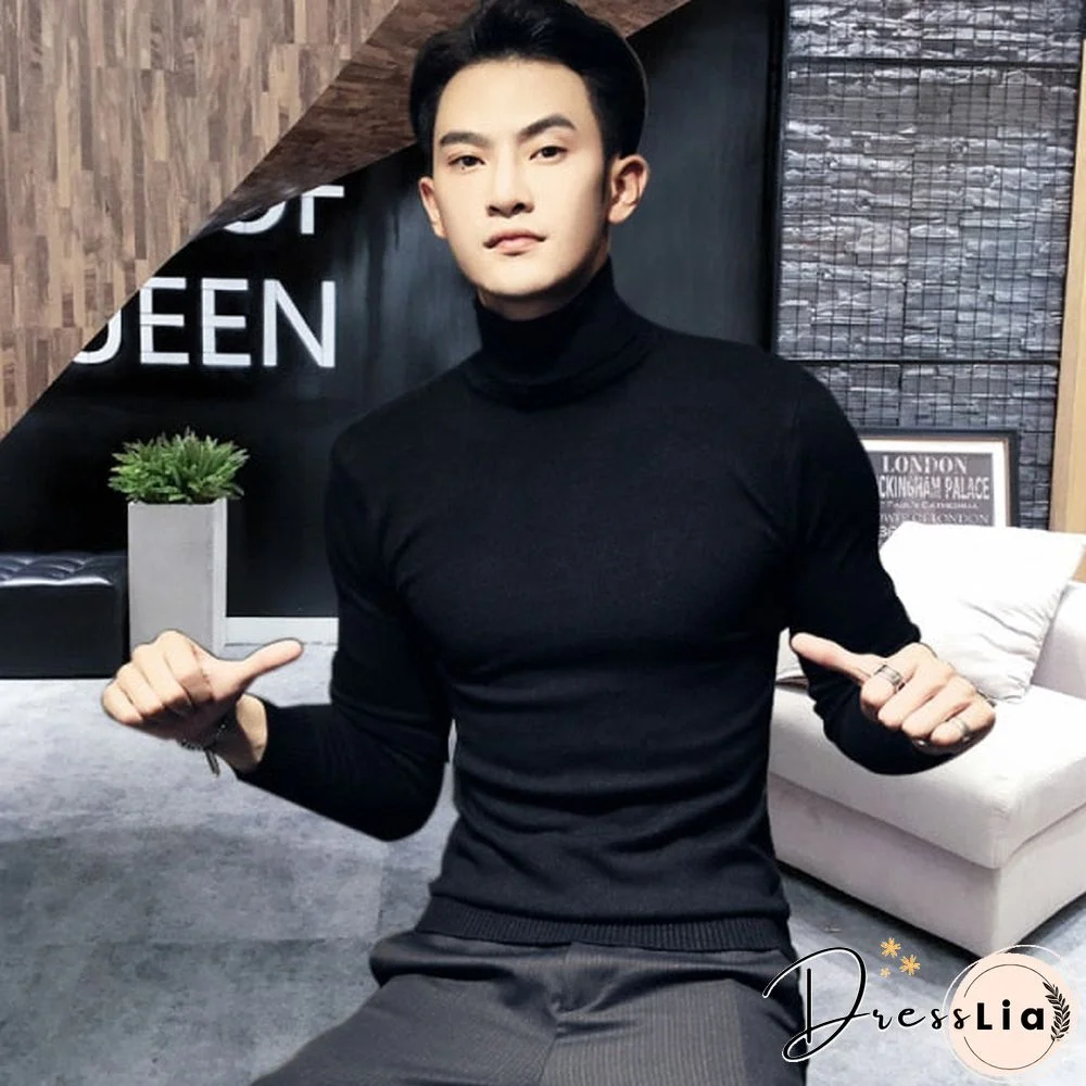 Winter New Men's Turtleneck Sweaters Black Sexy Brand Knitted Pullovers Men Solid Color Casual Male Sweater Autumn Knitwear