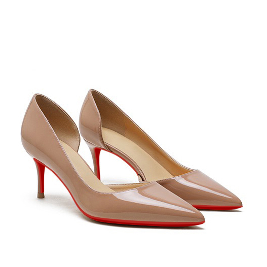 60mm Women's Side Cut-out Closed Pointed Toe Party Daily Red Bottom Pumps-vocosishoes