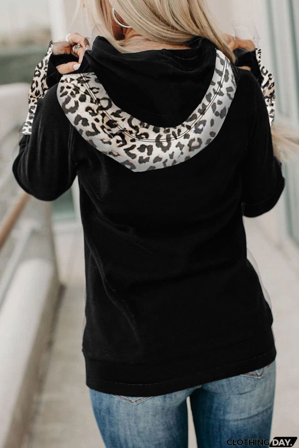 Plaid Double Hoods Thumb Hole Hoodie