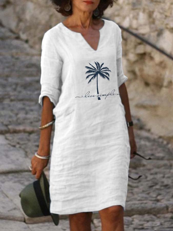 Relaxed Living Palm Tree Print Dress