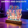 Independence Day DIY Acrylic Diamond Painting Night Light for Adults Beginner Diamond Art Table Lamp with Wooden Base for Woman Man Desk Bedroom Tabletop Decor
