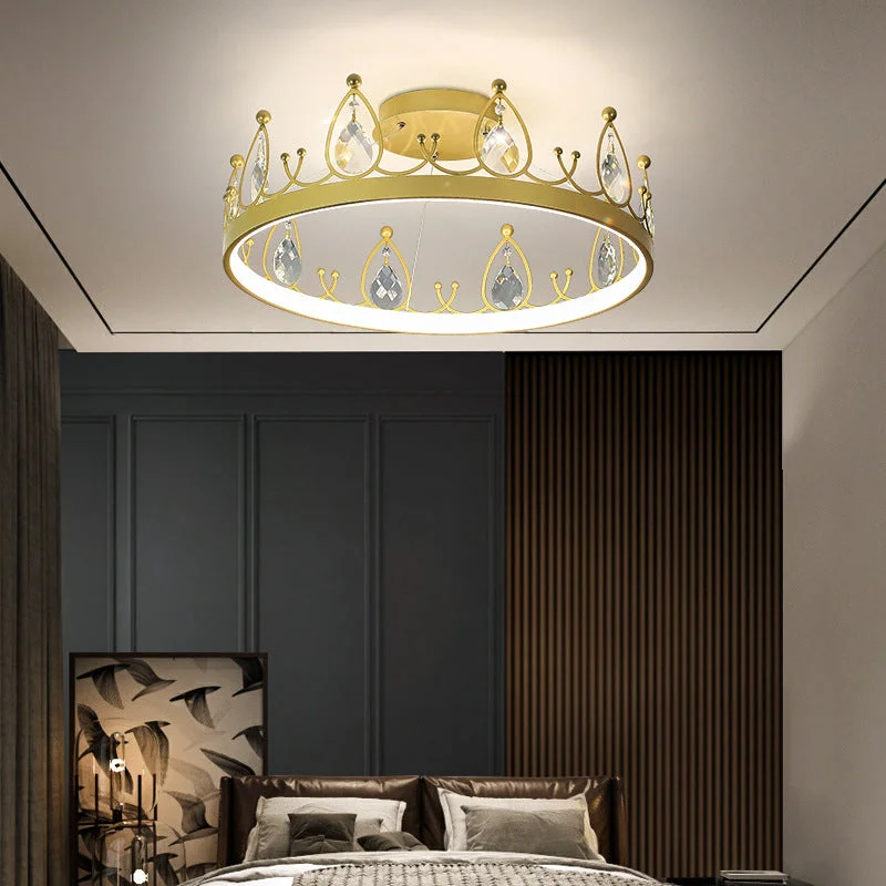 Chandelier Crown Luxury Living Room Bedroom Crystal Lamp