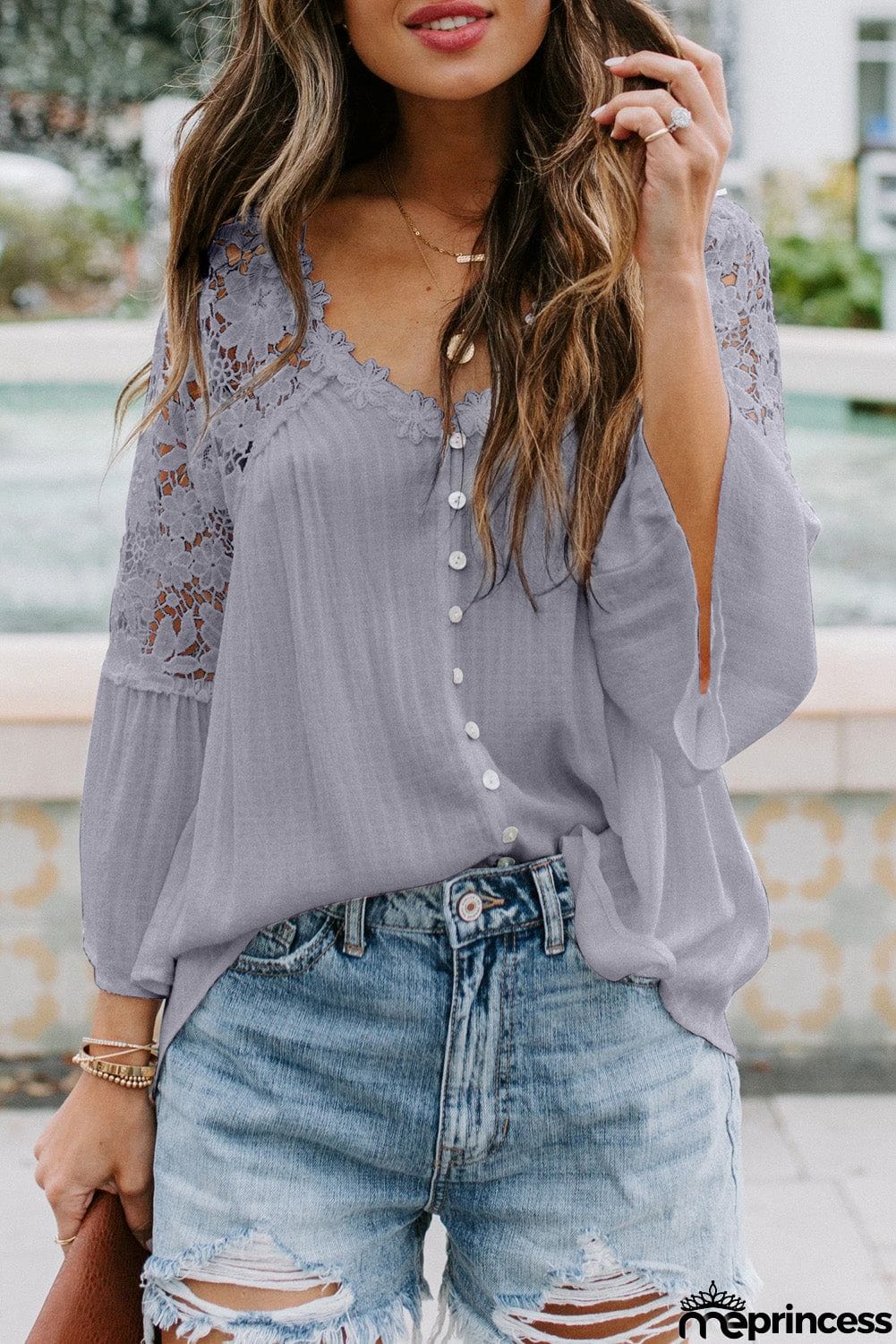 Crochet Lace Button Top