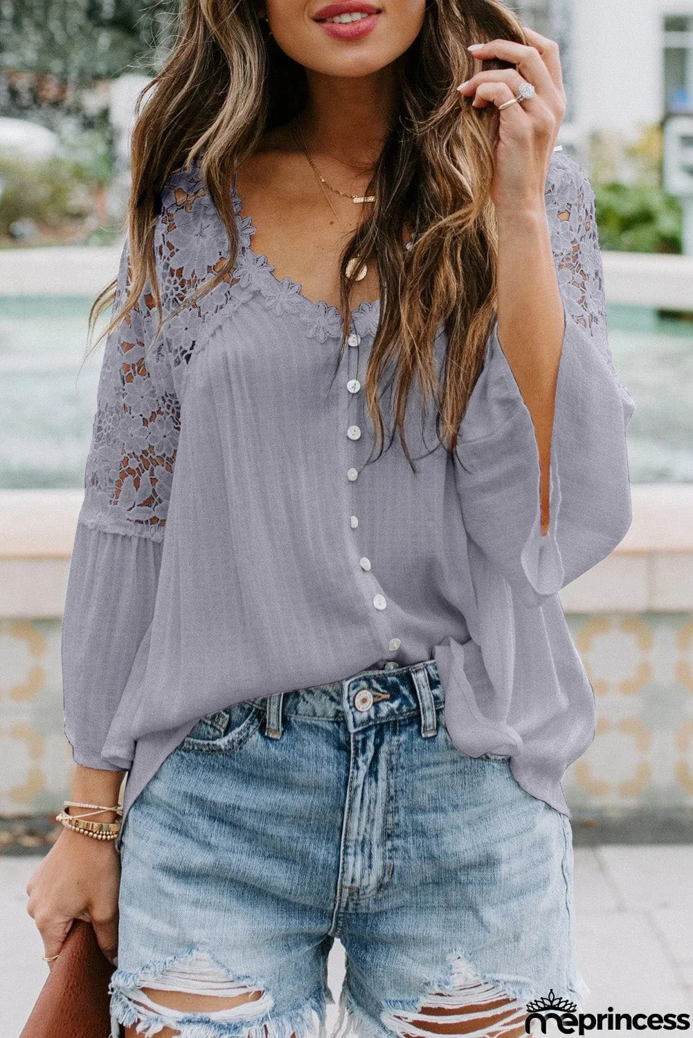 Crochet Lace Button Top