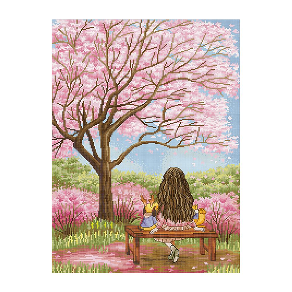 

Cherry Blossom - 11CT Stamped Cross Stitch - 65*50CM, 501 Original