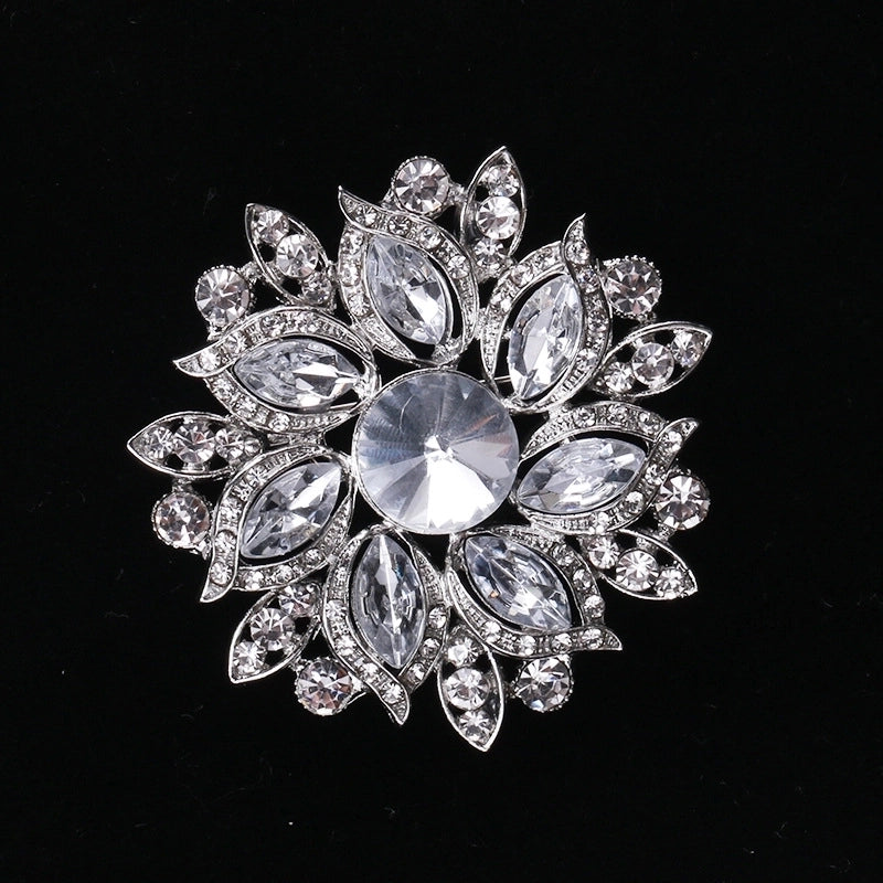 Pin Flower Alloy Inlay Glass Women’s Brooches