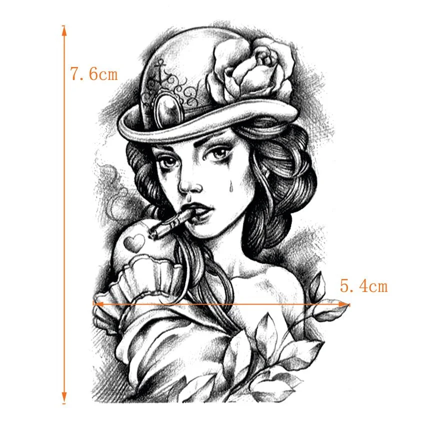 Beauty Crying Lady Waterproof Temporary Tattoos Men Fake Tattoo The flash Tatoo Temporary Stickers Sleeve Harajuku Kids Tattoo