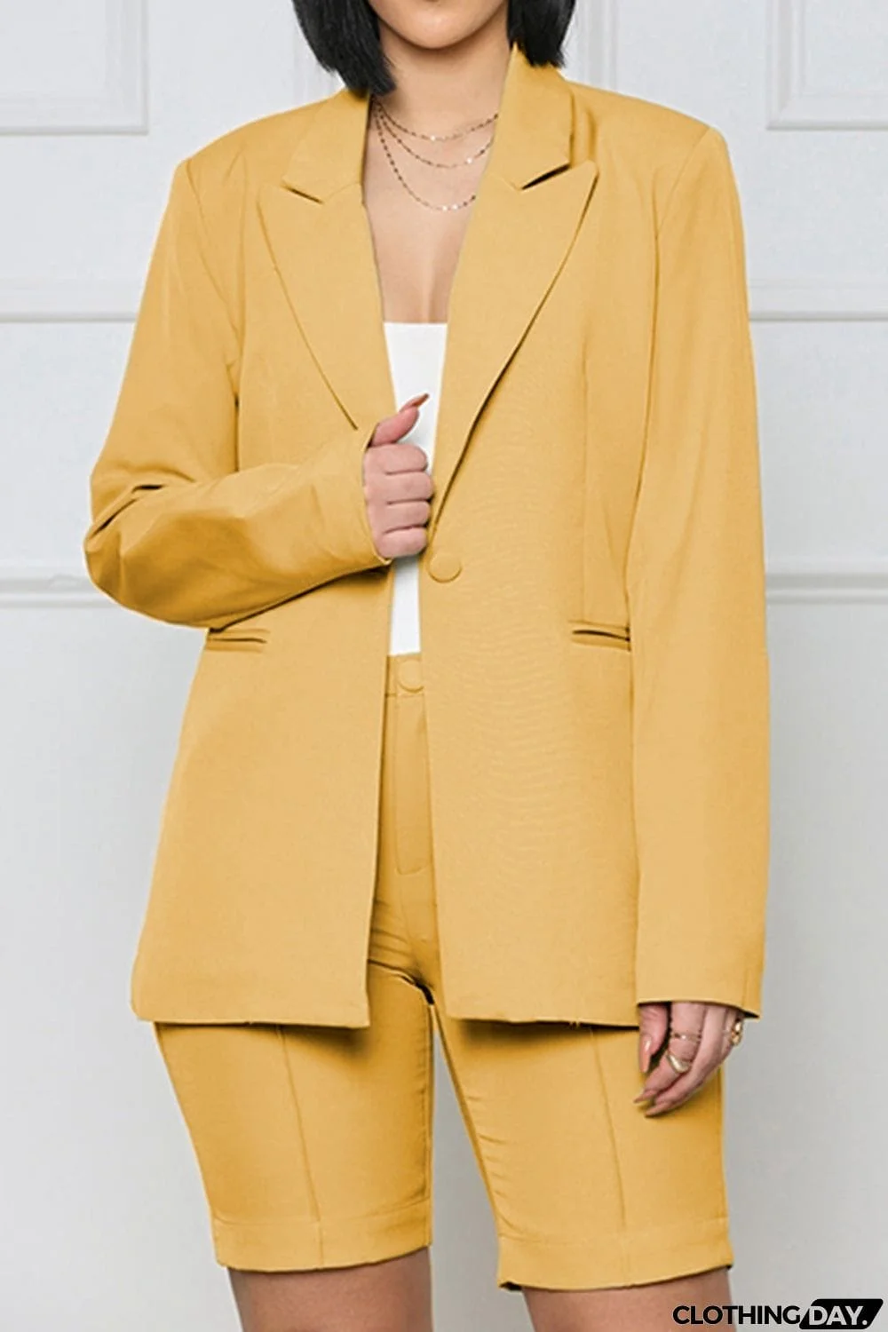 Long Sleeve Blazer and Shorts Set