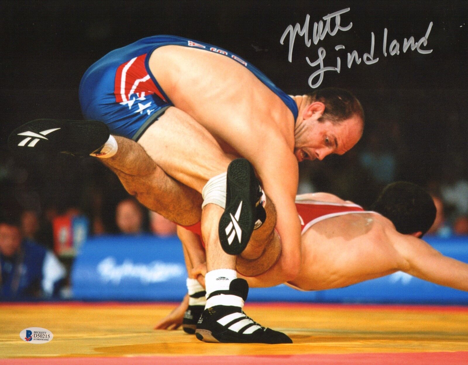 Matt Lindland Signed 11x14 Photo Poster painting BAS COA USA 2000 Olympic Wrestling Silver Medal