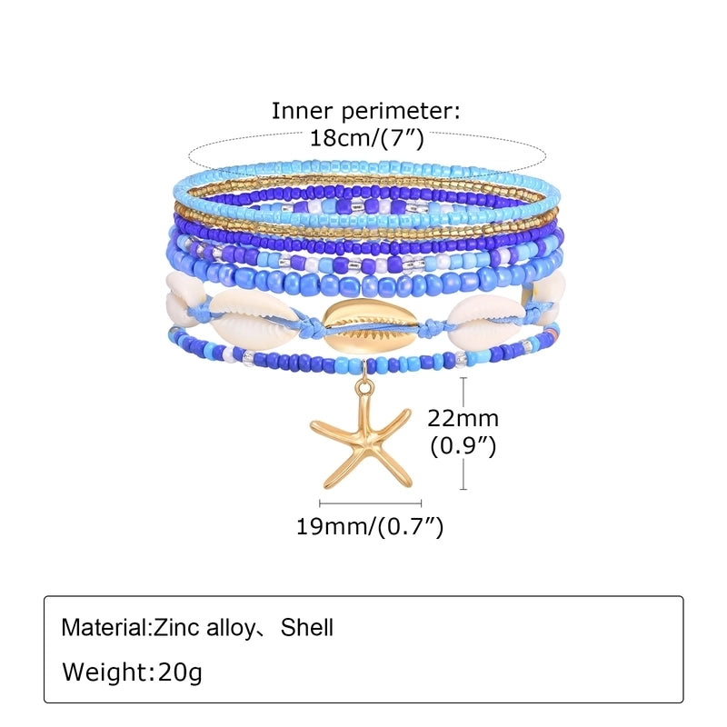 Hawaiian Vacation Beach Shell 18K Gold Plated Alloy Plastic Shell Bracelets