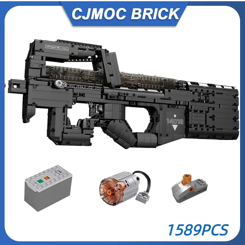 MOULD KING 14018 Technical Gun Building Blocks for Kids P90 Submachine  Model Toys MOC Bricks For Child's Kids Birthday Gifts