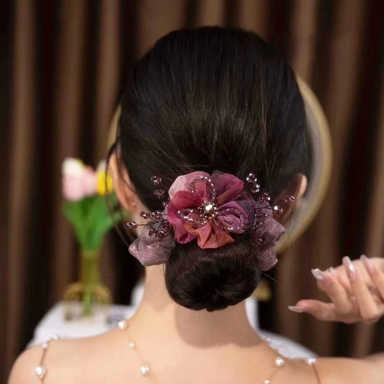 Crystal Flowers Scrunchies KERENTILA
