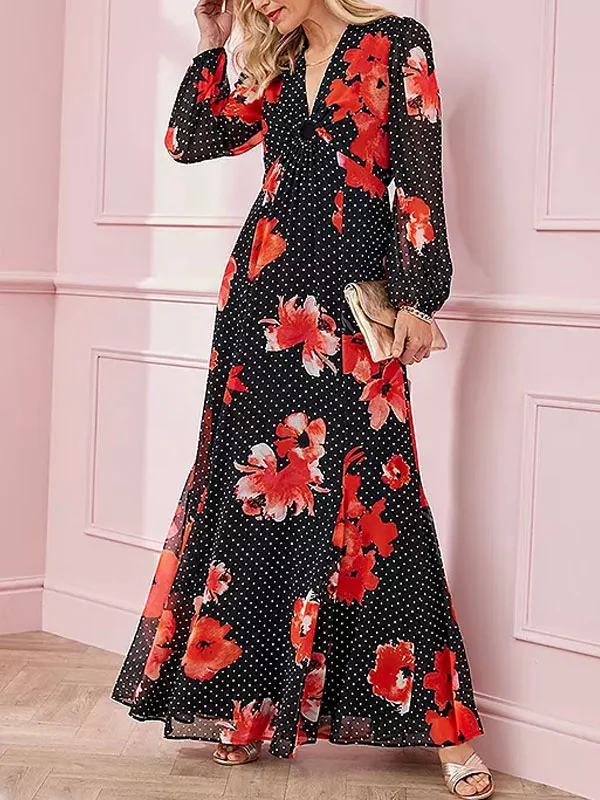 Temperament Chiffon Print Elegant Ladies Dress