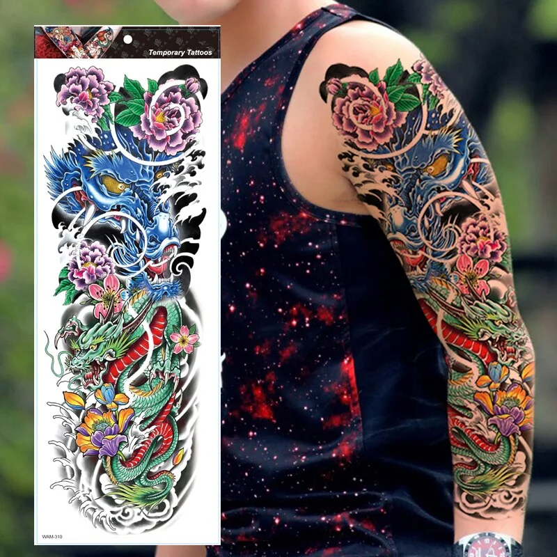 New 1 Piece Temporary Tattoo Sticker Tribal style Tattoo with Arm Body Art Large Fake Tattoo Sticker