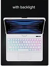 360 Degree Rotating iPad Pro 12.9 inch 6th 5 4 3rd Generation Keyboard Case Transparent, Clear with 7 Color Backlit Touchpad, Foldable, Multi-Angle, Multi-functional, Integrated Keyboard Cover